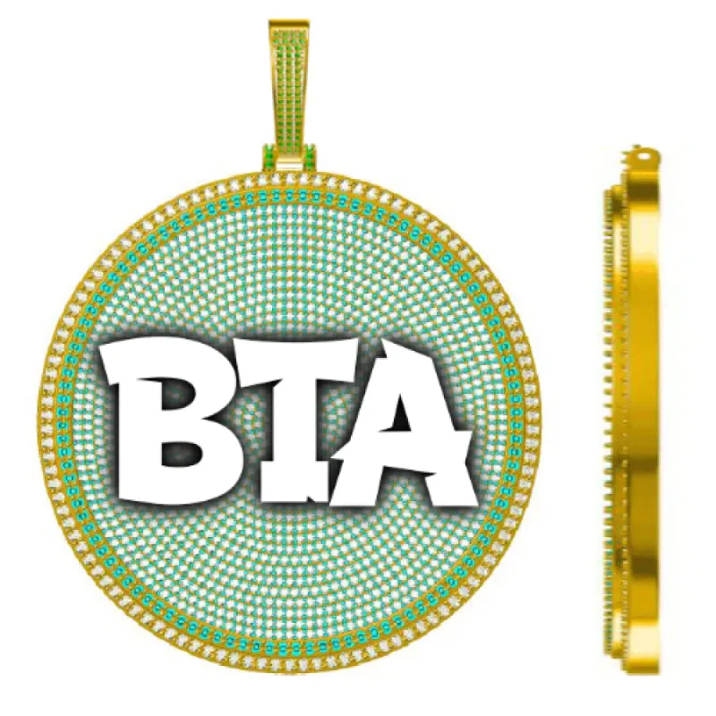 CUSTOM LETTER NECKLACE 3D BIG DISC sold by The GUU Shop