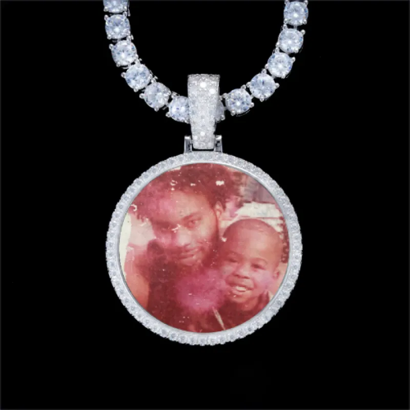 925S & VVS Moissanite 3D Circle Custom Picture Pendant sold by The GUU Shop