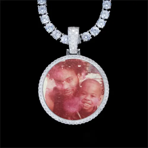 925S & VVS Moissanite 3D Circle Custom Picture Pendant sold by The GUU Shop