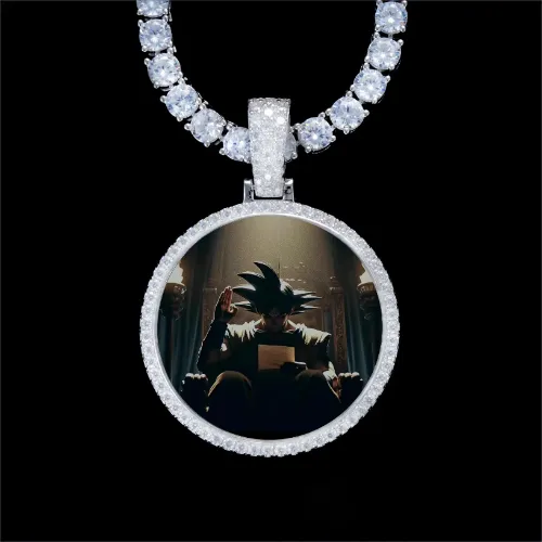 925S & VVS Moissanite 3D Circle Custom Picture Pendant sold by The GUU Shop