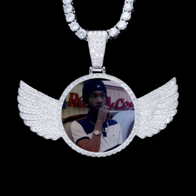 925S & VVS Moissanite 3D Wing Custom Picture Pendant sold by The GUU Shop