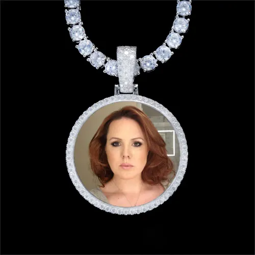 925S & VVS Moissanite 3D Circle Custom Picture Pendant sold by The GUU Shop