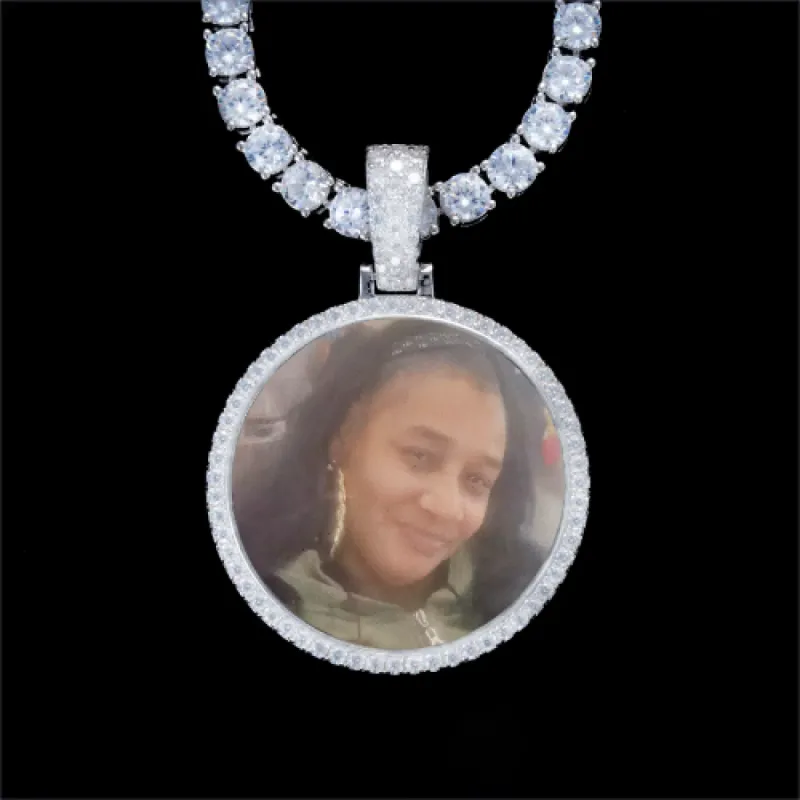 925S & VVS Moissanite 3D Circle Custom Picture Pendant sold by The GUU Shop