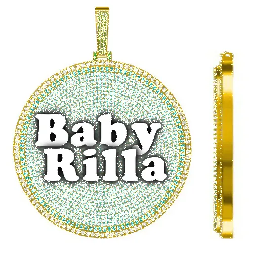 CUSTOM LETTER NECKLACE 3D BIG DISC sold by The GUU Shop