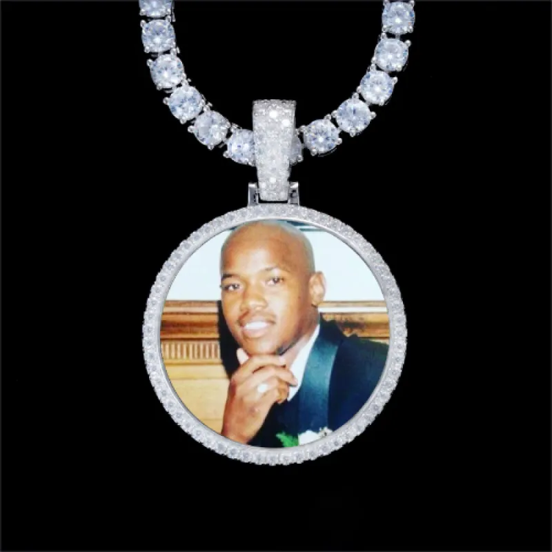 925S & VVS Moissanite 3D Circle Custom Picture Pendant sold by The GUU Shop