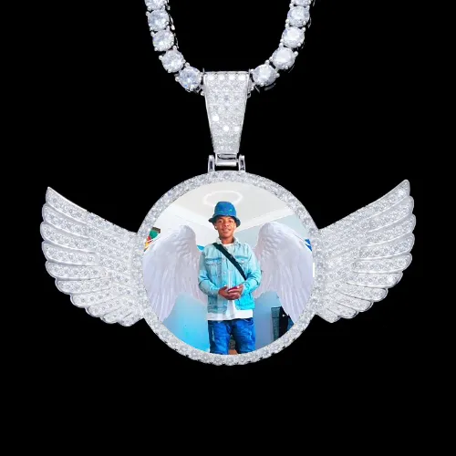 925S & VVS Moissanite 3D Wing Custom Picture Pendant sold by The GUU Shop