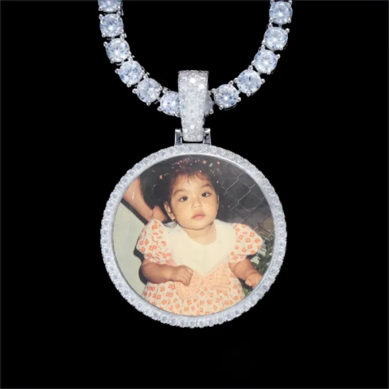 925S & VVS Moissanite 3D Circle Custom Picture Pendant sold by The GUU Shop