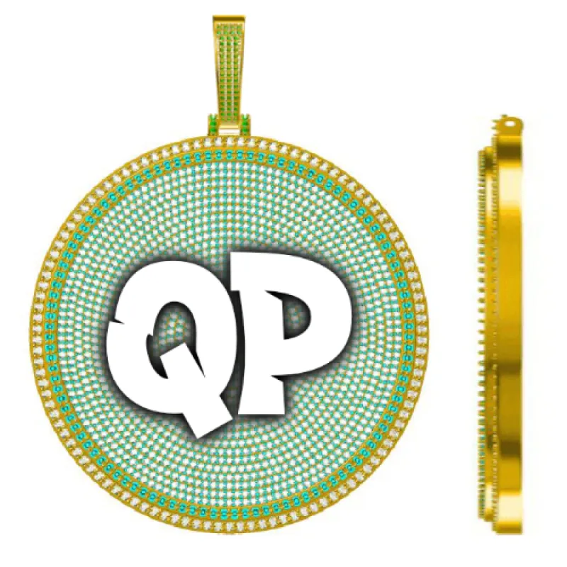 CUSTOM LETTER NECKLACE 3D BIG DISC sold by The GUU Shop