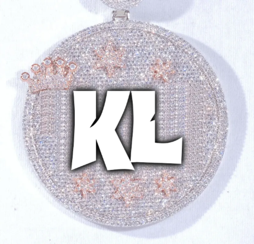 CUSTOM LETTER NECKLACE 3D BIG CROWN DISC sold by The GUU Shop