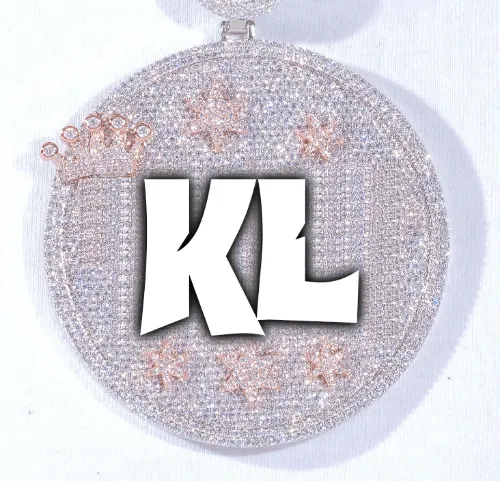 CUSTOM LETTER NECKLACE 3D BIG CROWN DISC sold by The GUU Shop