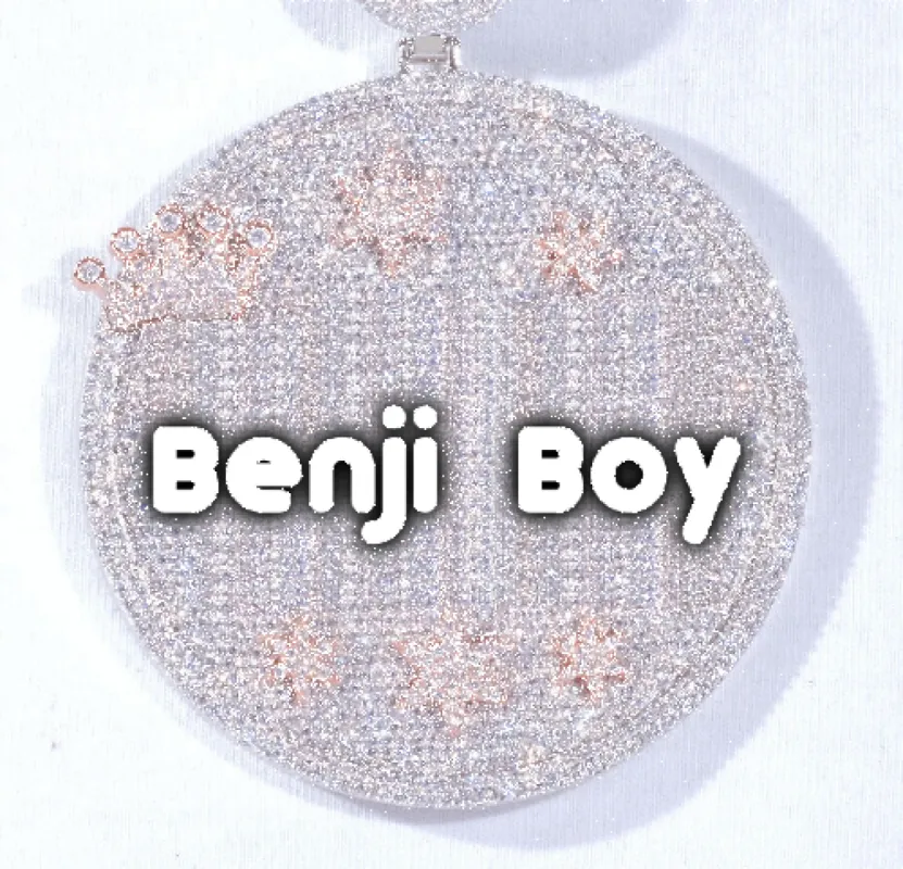 CUSTOM LETTER NECKLACE 3D BIG CROWN DISC sold by The GUU Shop