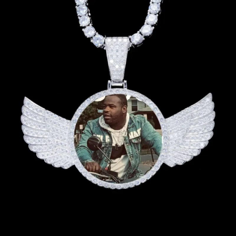 925S & VVS Moissanite 3D Wing Custom Picture Pendant sold by The GUU Shop