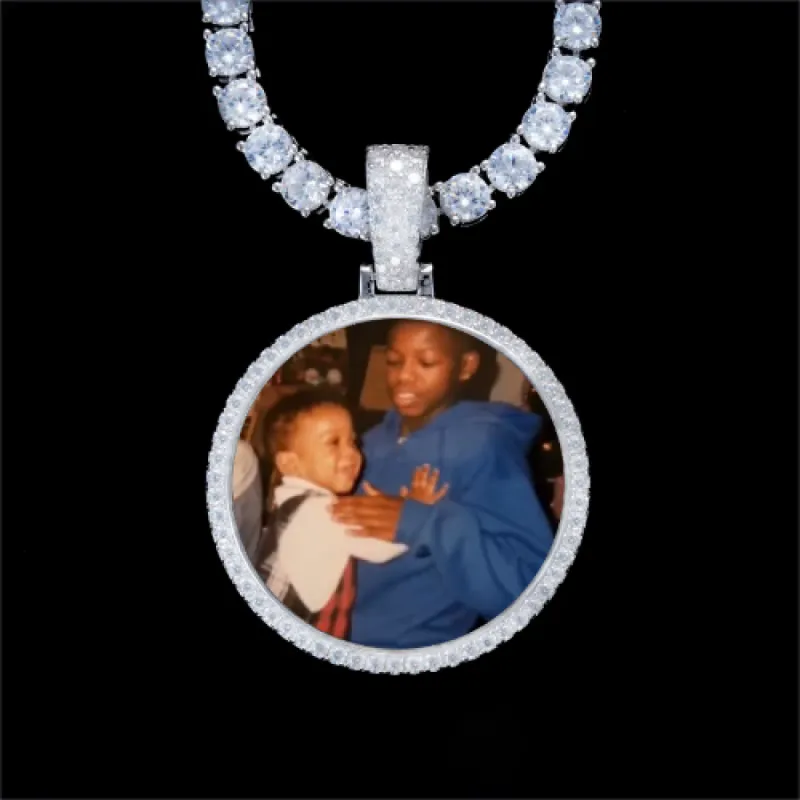 925S & VVS Moissanite 3D Circle Custom Picture Pendant sold by The GUU Shop
