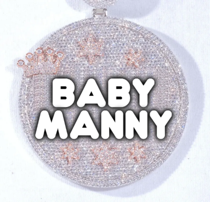 CUSTOM LETTER NECKLACE 3D BIG CROWN DISC sold by The GUU Shop