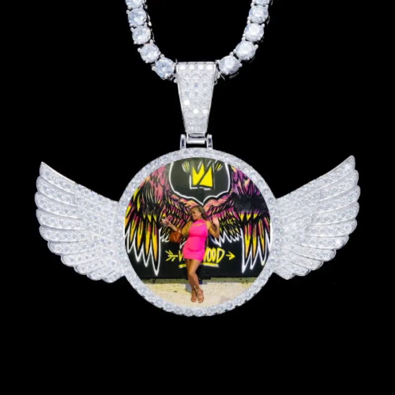 925S & VVS Moissanite 3D Wing Custom Picture Pendant sold by The GUU Shop