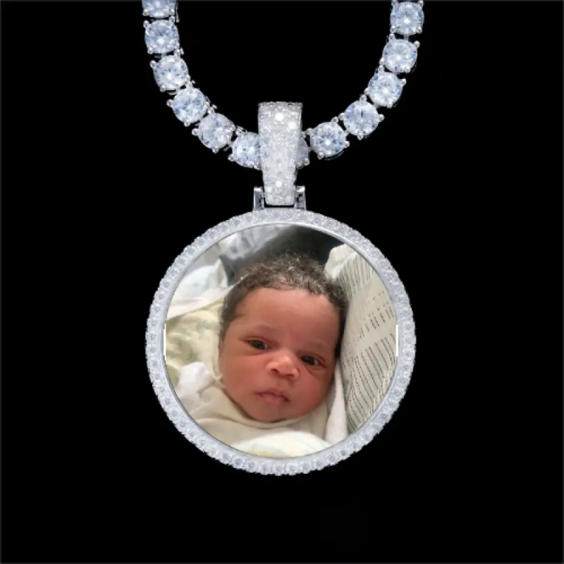 925S & VVS Moissanite 3D Circle Custom Picture Pendant sold by The GUU Shop