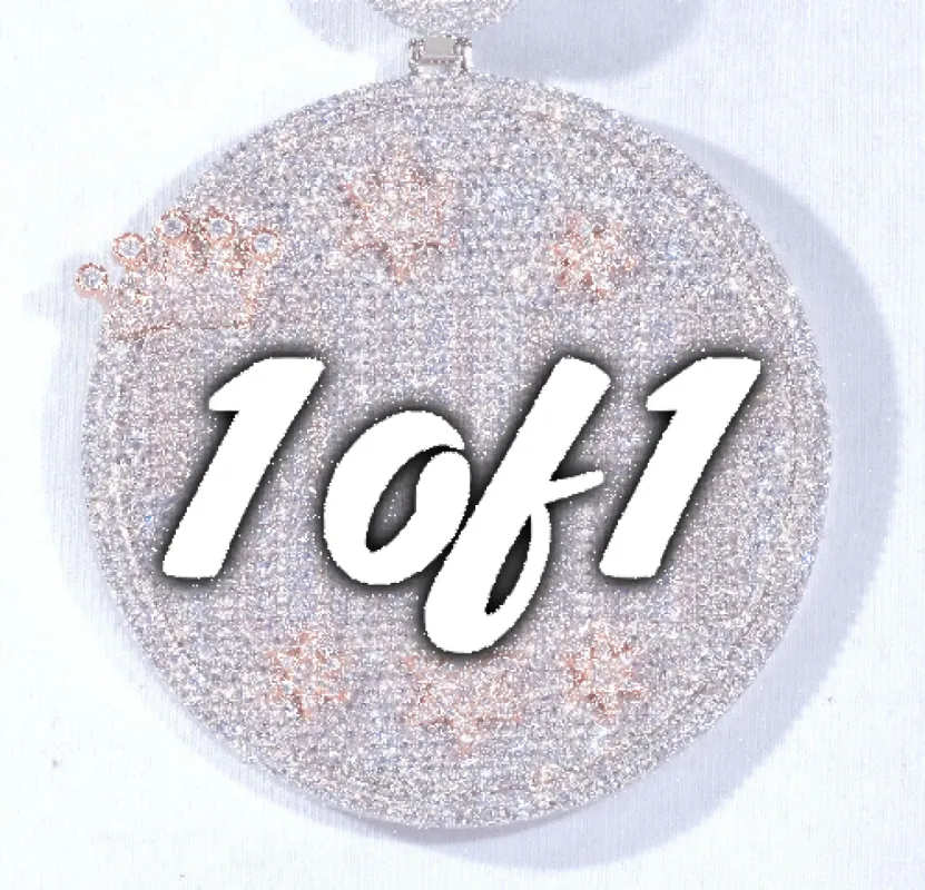 CUSTOM LETTER NECKLACE 3D BIG CROWN DISC sold by The GUU Shop