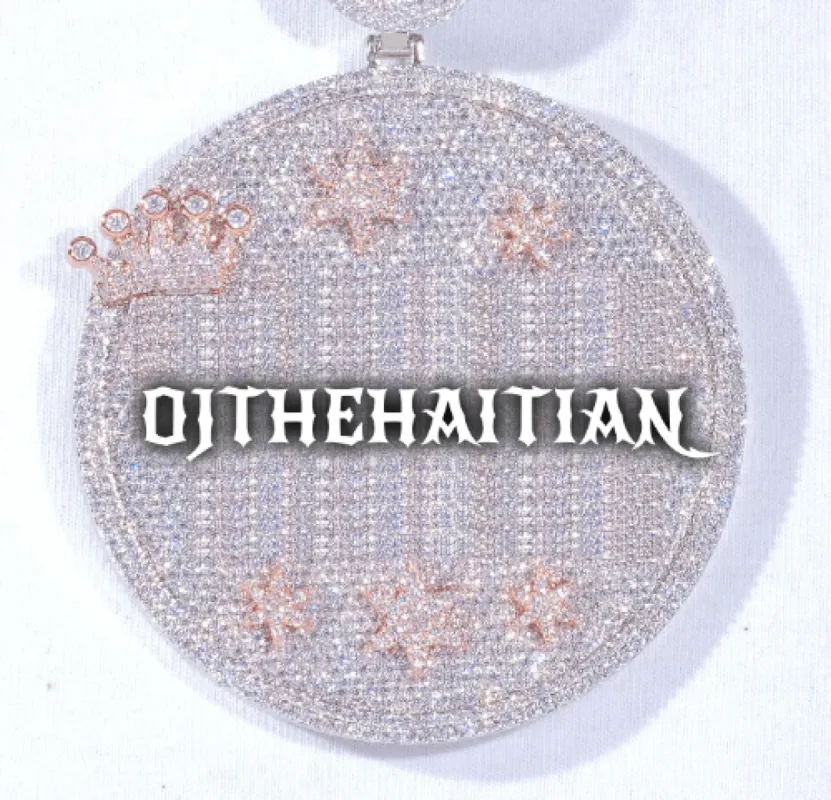 CUSTOM LETTER NECKLACE 3D BIG CROWN DISC sold by The GUU Shop