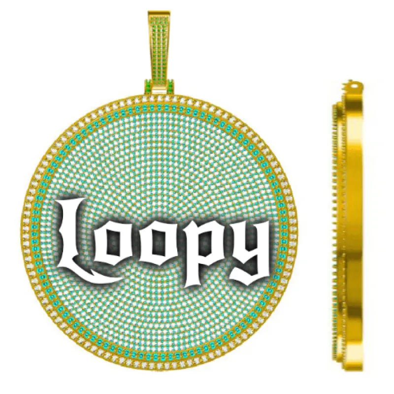 CUSTOM LETTER NECKLACE 3D BIG DISC sold by The GUU Shop