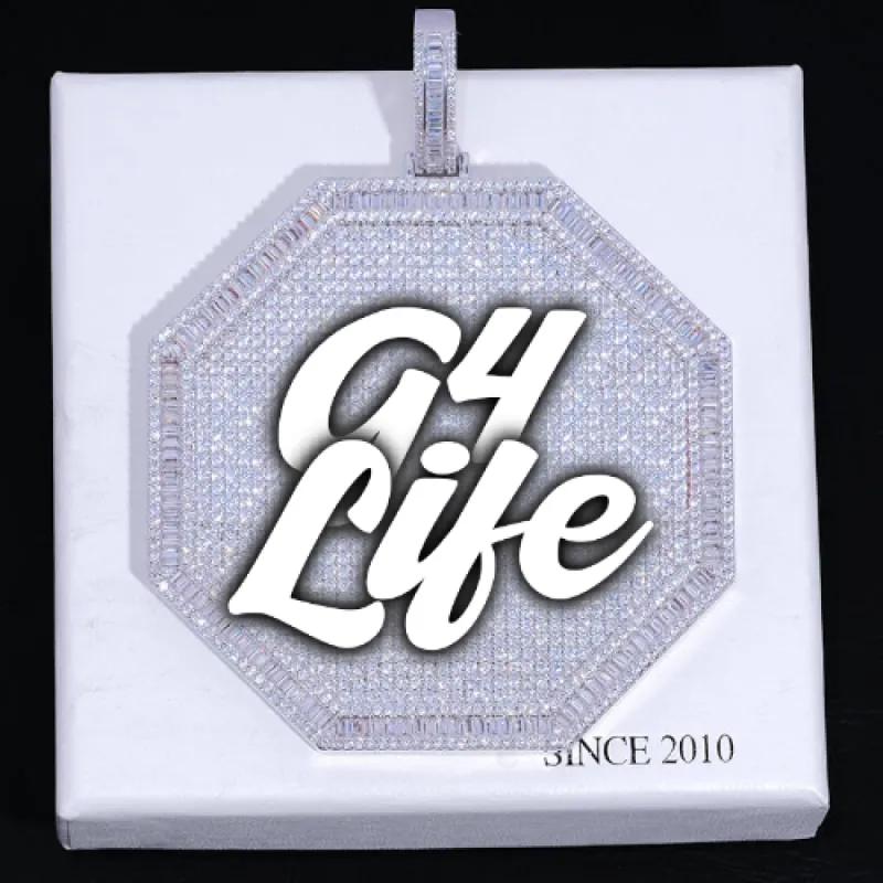 CUSTOM LETTER NECKLACE 3D BIG OCTAGON sold by The GUU Shop