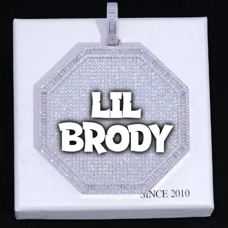 CUSTOM LETTER NECKLACE 3D BIG OCTAGON sold by The GUU Shop