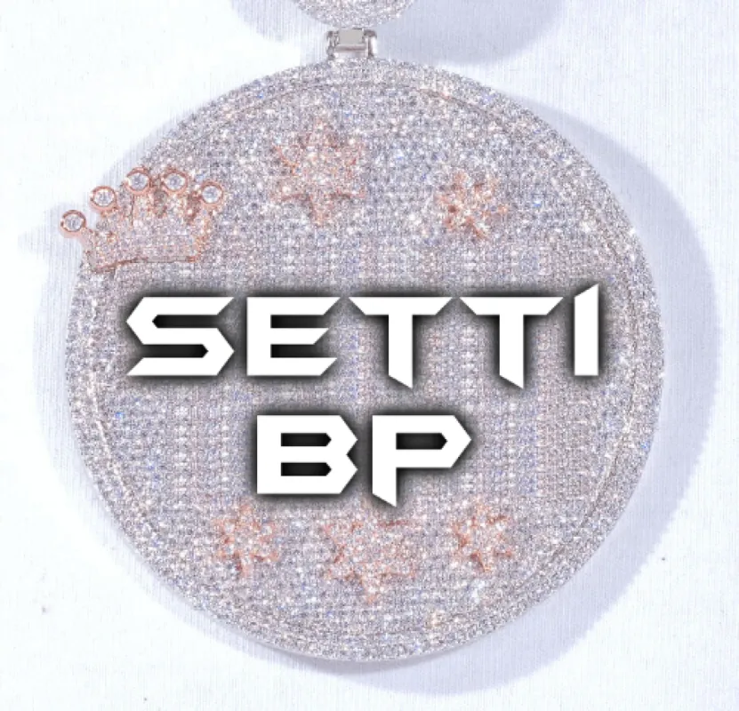 CUSTOM LETTER NECKLACE 3D BIG CROWN DISC sold by The GUU Shop