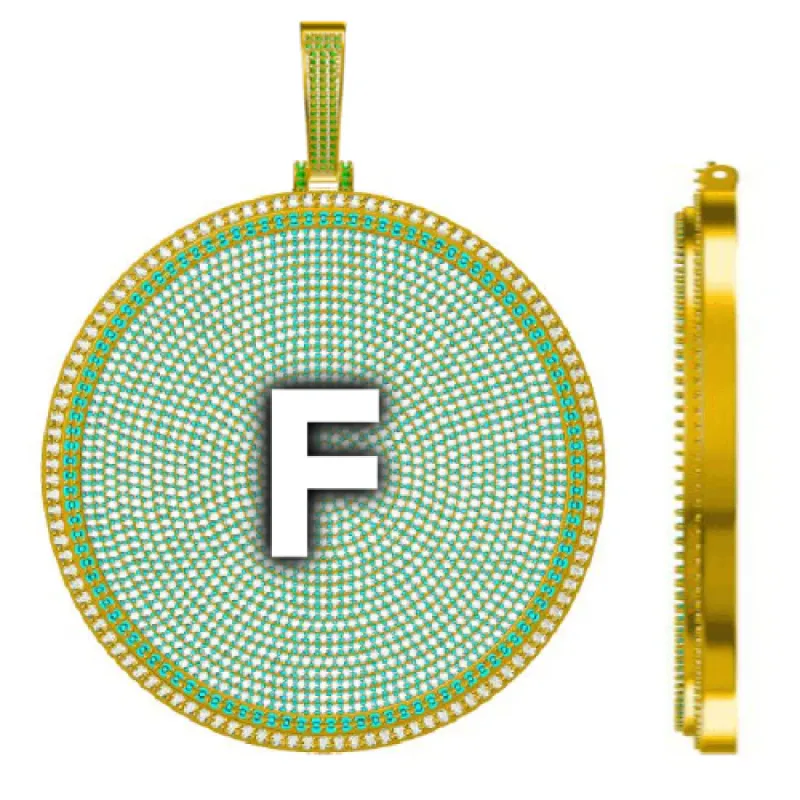 CUSTOM LETTER NECKLACE 3D BIG DISC sold by The GUU Shop