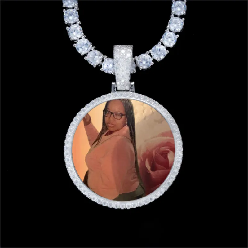 925S & VVS Moissanite 3D Circle Custom Picture Pendant sold by The GUU Shop