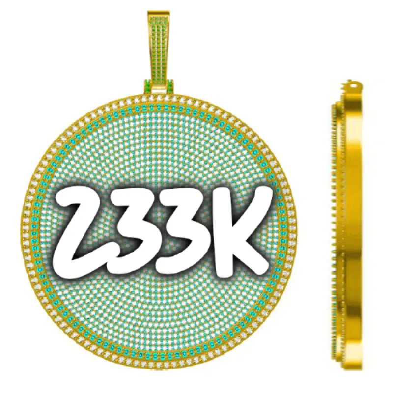 CUSTOM LETTER NECKLACE 3D BIG DISC sold by The GUU Shop