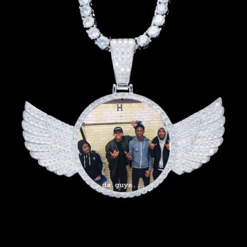 925S & VVS Moissanite 3D Wing Custom Picture Pendant sold by The GUU Shop