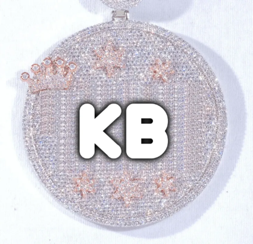 CUSTOM LETTER NECKLACE 3D BIG CROWN DISC sold by The GUU Shop