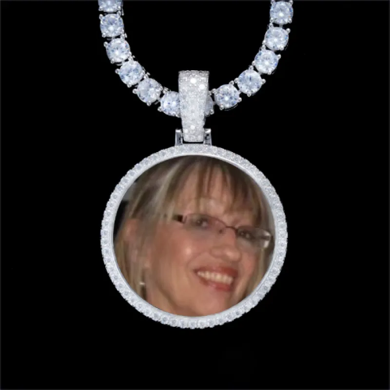 925S & VVS Moissanite 3D Circle Custom Picture Pendant sold by The GUU Shop