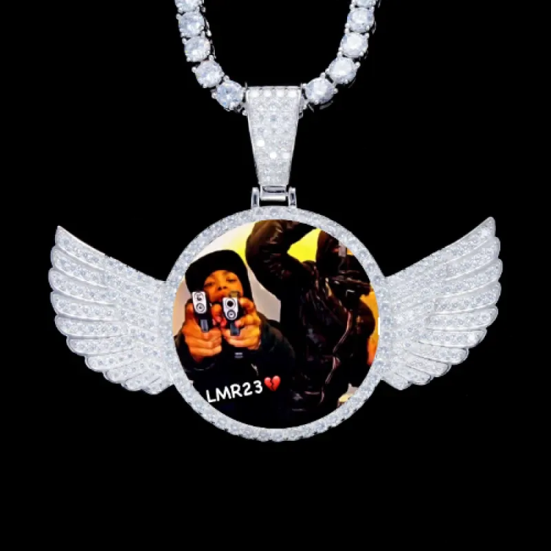 925S & VVS Moissanite 3D Wing Custom Picture Pendant sold by The GUU Shop