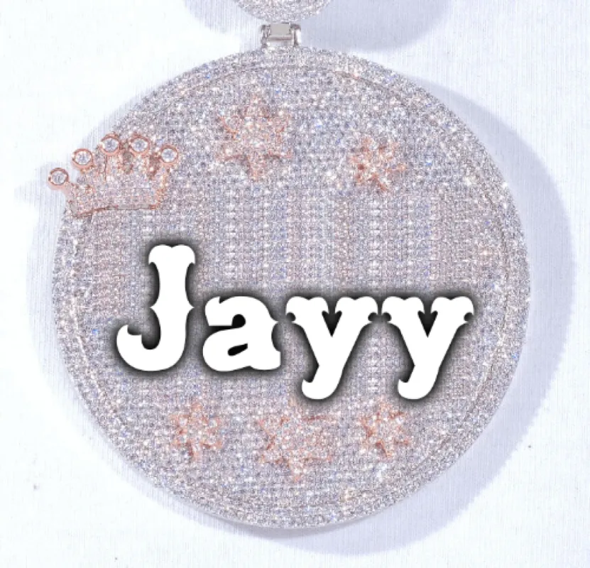 CUSTOM LETTER NECKLACE 3D BIG CROWN DISC sold by The GUU Shop