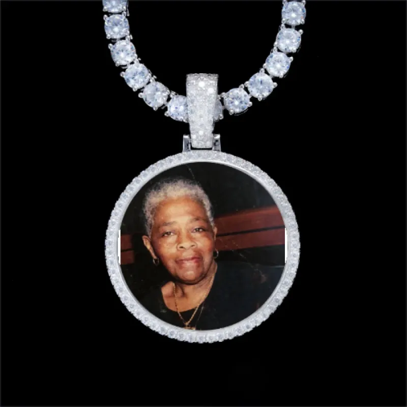 925S & VVS Moissanite 3D Circle Custom Picture Pendant sold by The GUU Shop