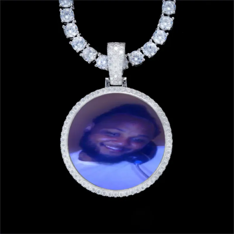925S & VVS Moissanite 3D Circle Custom Picture Pendant sold by The GUU Shop