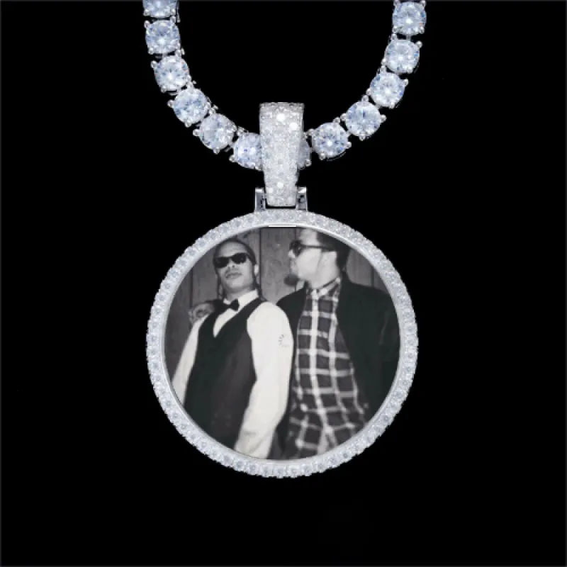 925S & VVS Moissanite 3D Circle Custom Picture Pendant sold by The GUU Shop