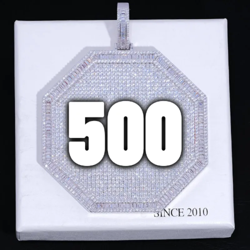 CUSTOM LETTER NECKLACE 3D BIG OCTAGON sold by The GUU Shop