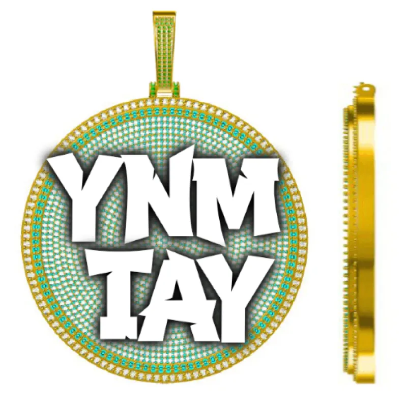 CUSTOM LETTER NECKLACE 3D BIG DISC sold by The GUU Shop