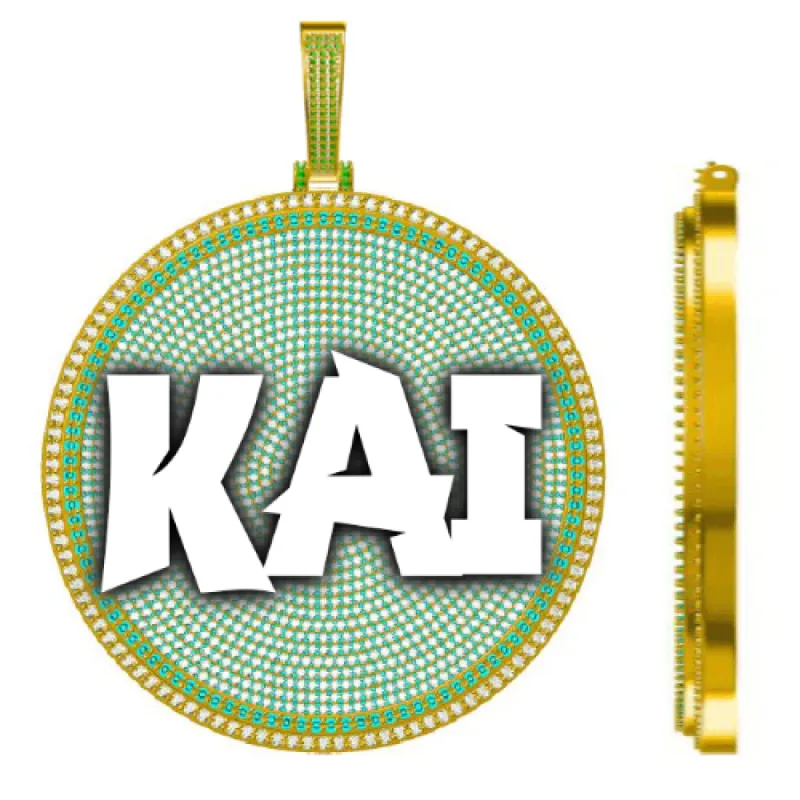 CUSTOM LETTER NECKLACE 3D BIG DISC sold by The GUU Shop