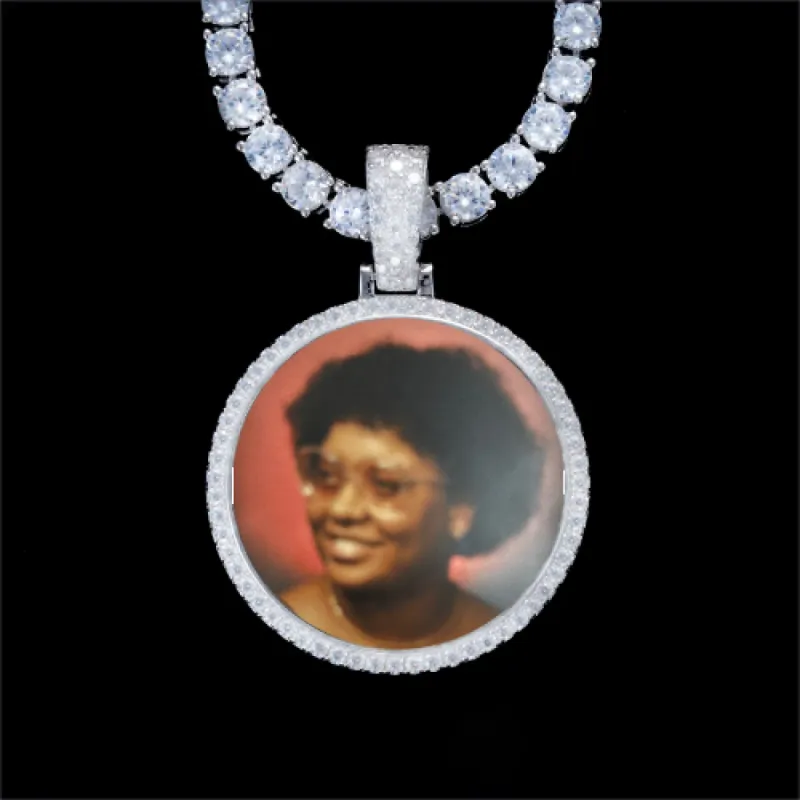 925S & VVS Moissanite 3D Circle Custom Picture Pendant sold by The GUU Shop