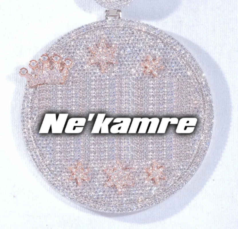 CUSTOM LETTER NECKLACE 3D BIG CROWN DISC sold by The GUU Shop