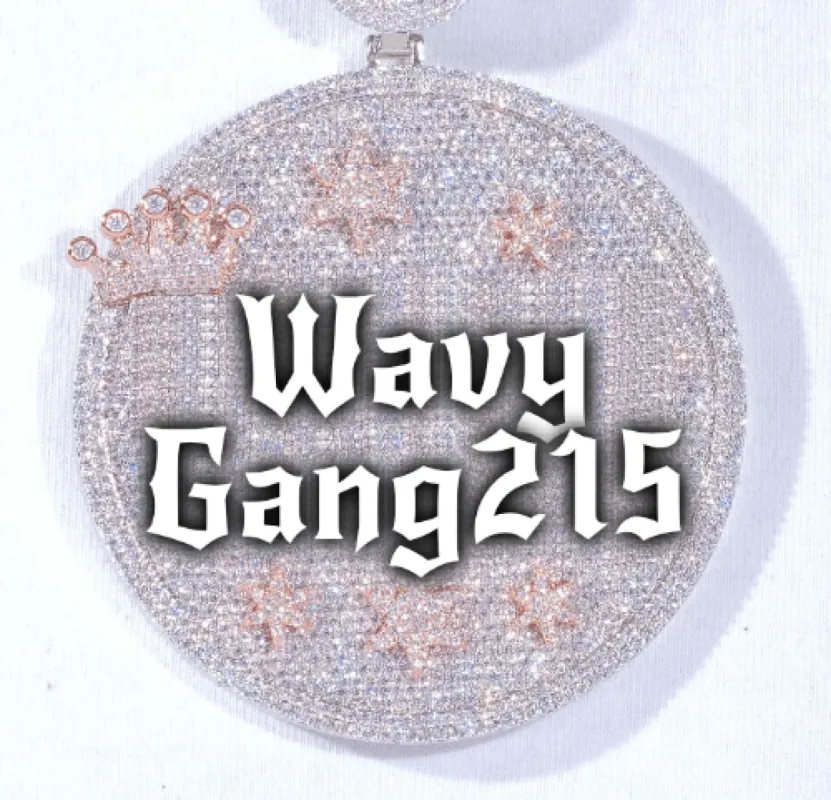 CUSTOM LETTER NECKLACE 3D BIG CROWN DISC sold by The GUU Shop