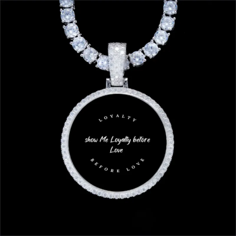925S & VVS Moissanite 3D Circle Custom Picture Pendant made by The GUU Shop