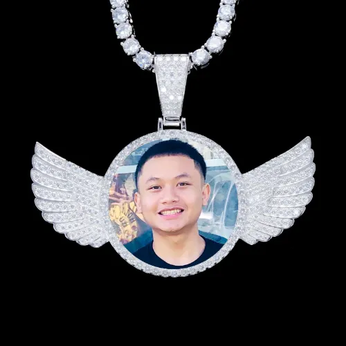 925S & VVS Moissanite 3D Wing Custom Picture Pendant sold by The GUU Shop