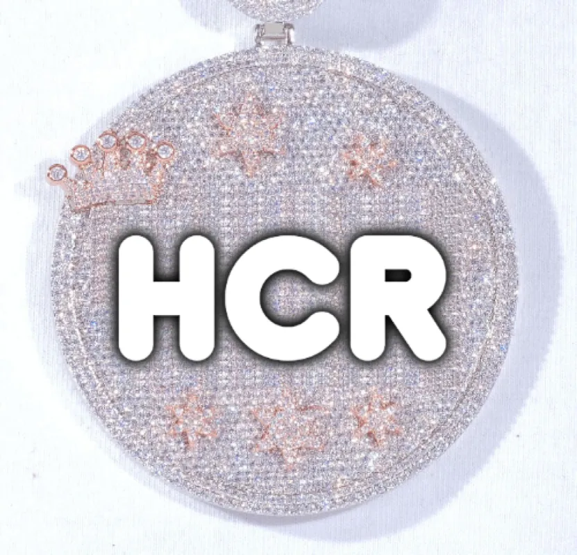 CUSTOM LETTER NECKLACE 3D BIG CROWN DISC sold by The GUU Shop