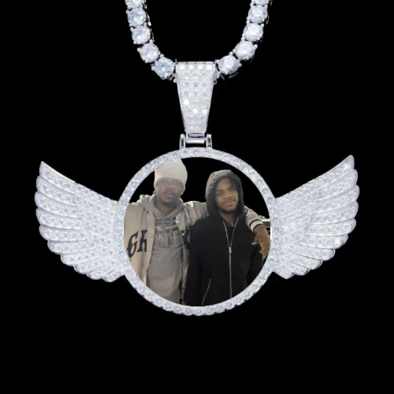 925S & VVS Moissanite 3D Wing Custom Picture Pendant made by The GUU Shop
