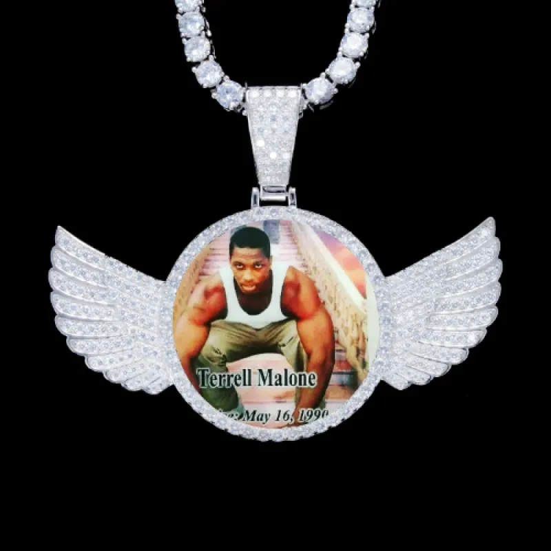 925S & VVS Moissanite 3D Wing Custom Picture Pendant sold by The GUU Shop