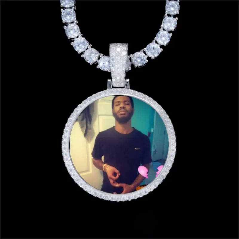 925S & VVS Moissanite 3D Circle Custom Picture Pendant sold by The GUU Shop