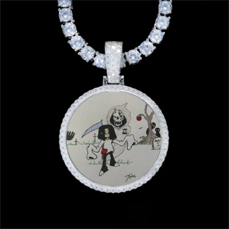 925S & VVS Moissanite 3D Circle Custom Picture Pendant sold by The GUU Shop